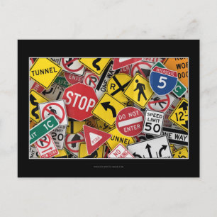 American road signs postcard