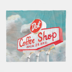 American Roadside Coffee Shop Sign Fleece Blanket