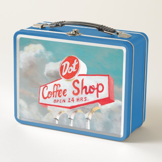 American Roadside | Coffee Shop Sign Metal Lunch Box (Front)