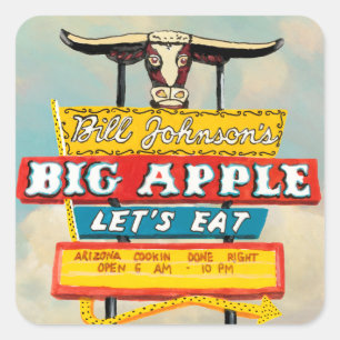 American Roadside   Restaurant Sign Square Sticker