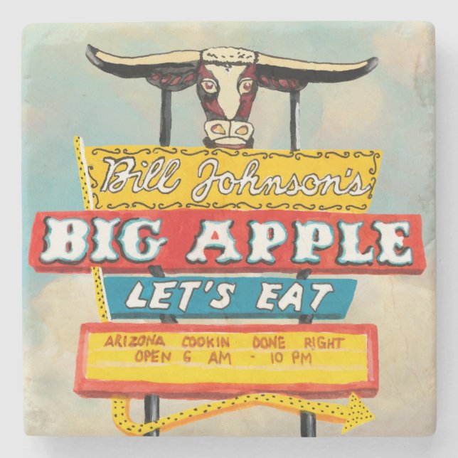 American Roadside | Restaurant Sign Stone Coaster (Front)