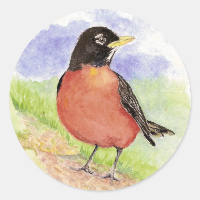 American Robin, Bird, Nature, Wildlife, Classic Round Sticker (Front)