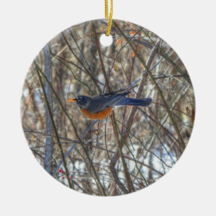 American Robin Ceramic Tree Decoration