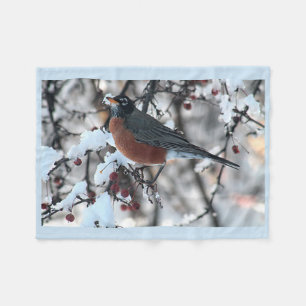 American robin fleece blanket