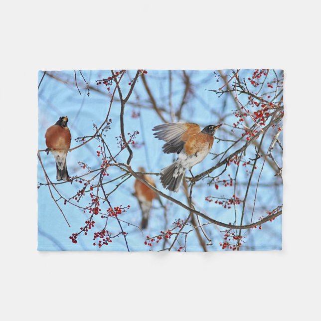 American robin fleece blanket (Front (Horizontal))