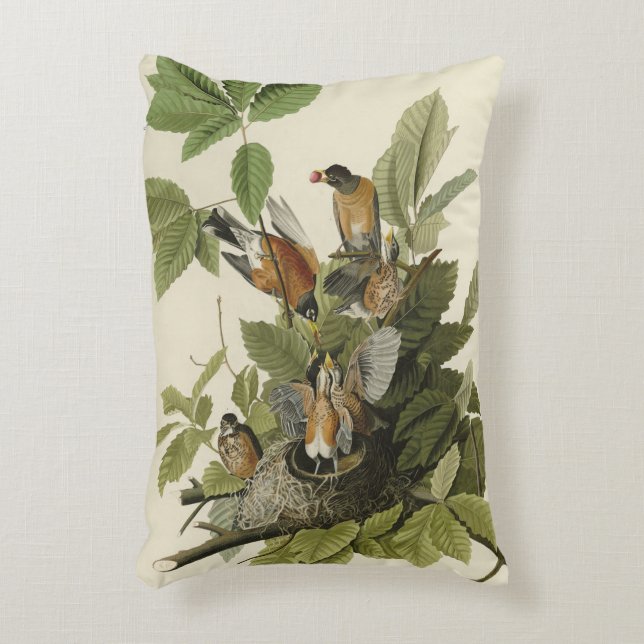 American Robin from Audubon's Birds of America Decorative Cushion (Front(Vertical))