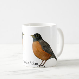 American Robin White Coffee Cup
