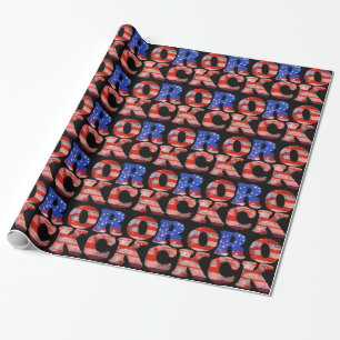 american rock music word flag wrapping paper
