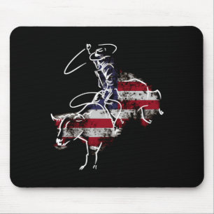 American rodeo bull riding retro grunge usa mouse mat