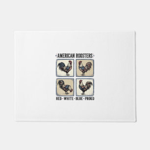 American Roosters Vintage Patriotic Shirt Design_1 Doormat