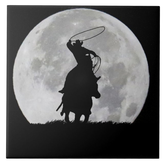 American Roping Cowboy Country Western Tile (Front)