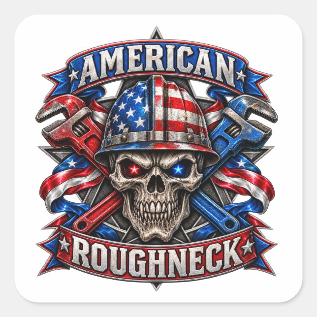 AMERICAN ROUGHNECK SQUARE STICKER (Front)