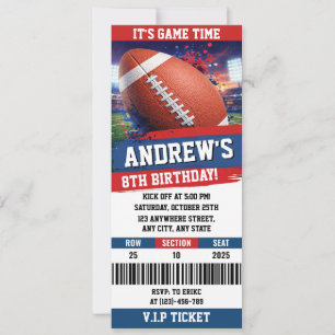 American Rugby Ticket birthday Party Kids Invitation