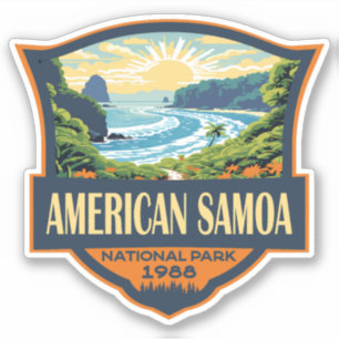 American Samoa National Park Illustration Retro