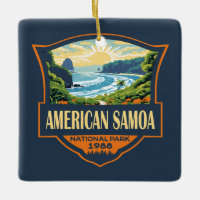 American Samoa National Park Illustration Retro