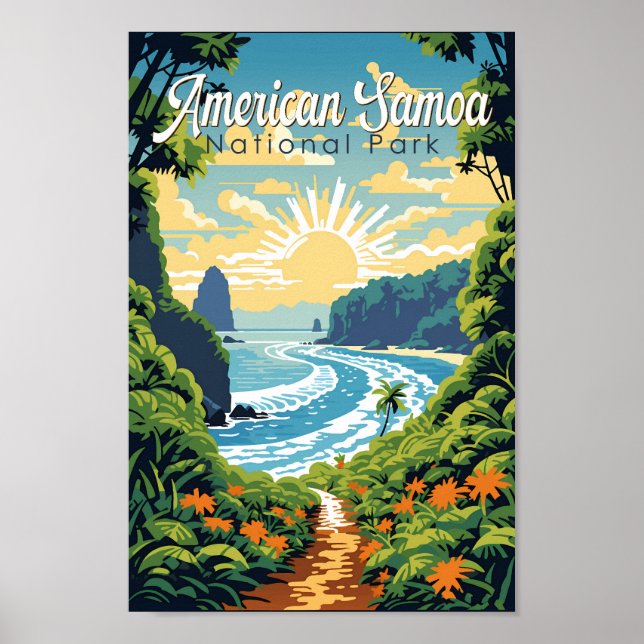 American Samoa National Park Illustration Retro Poster (Front)