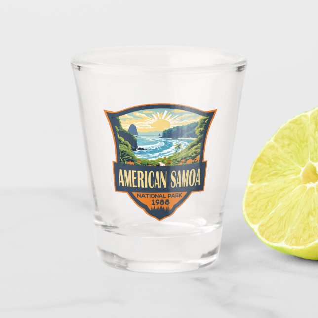American Samoa National Park Illustration Retro Shot Glass (Front)
