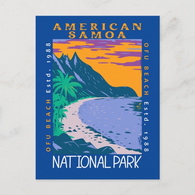 American Samoa National Park Ofu Beach Distressed Postcard (Front)