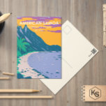 American Samoa National Park Ofu Beach Postcard<br><div class="desc">American Samoa vector artwork in a window style design. The park was established in 1988 and is a tropical preserve of rain forest and coral reef in the south-central Pacific Ocean islands of the U.S. territory of American Samoa.</div>