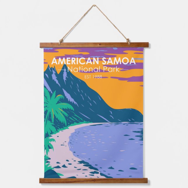 American Samoa National Park Ofu Beach Postcard Hanging Tapestry (Front)