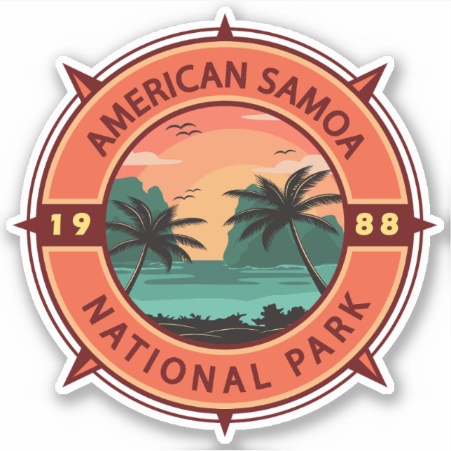 American Samoa National Park Retro Compass Emblem (Front)