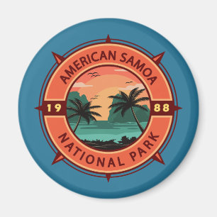 American Samoa National Park Retro Compass Emblem Magnet