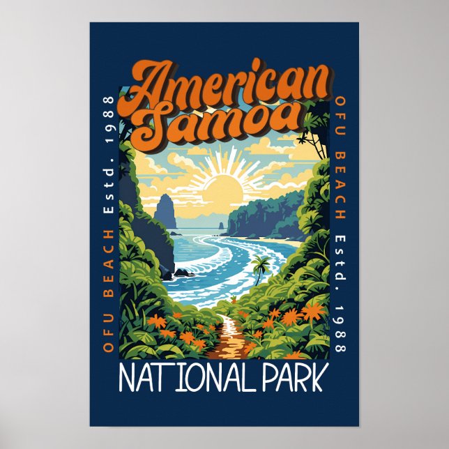 American Samoa National Park Retro Distressed Poster (Front)