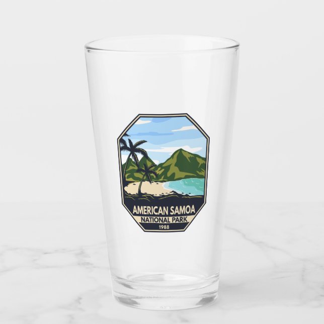 American Samoa National Park Retro Emblem Glass (Front)