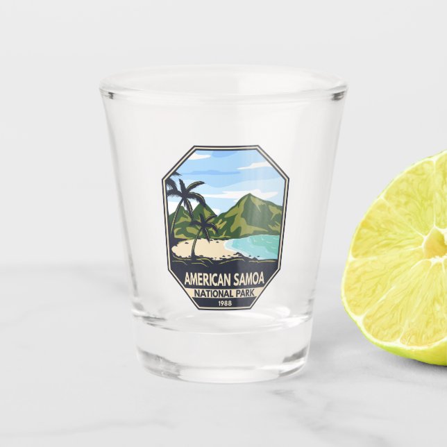 American Samoa National Park Retro Emblem Shot Glass (Front)