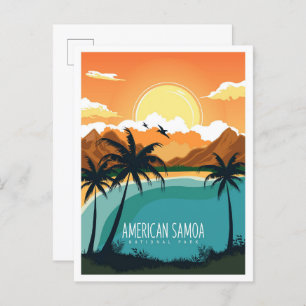 American Samoa National Park Travel Illustration Postcard