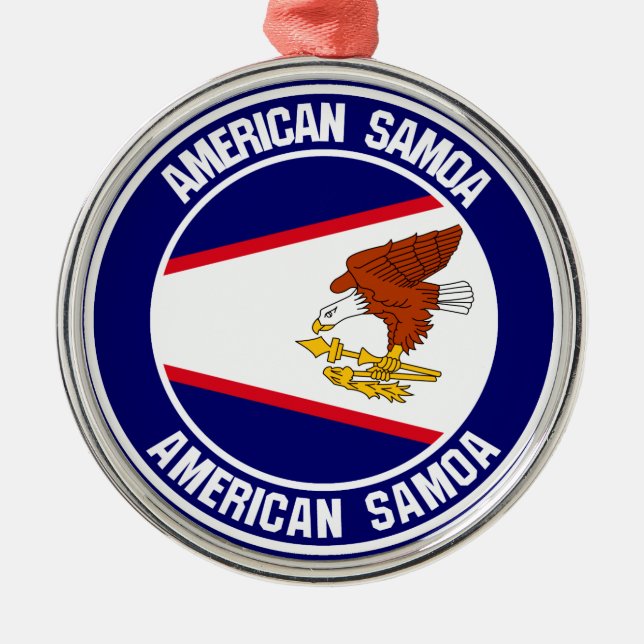 American Samoa Round Emblem Metal Tree Decoration (Front)