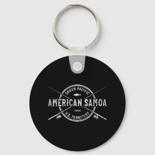 American Samoa Vintage Crossed Fishing Rods Key Ring