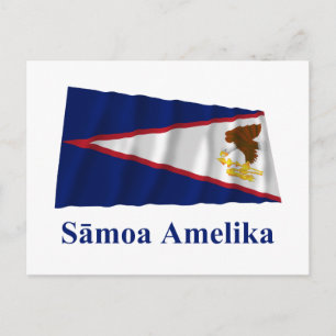 American Samoa Waving Flag with Name in Samoan Postcard
