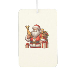 American Santa Claus Holding Giraffe Present Xmas  Car Air Freshener