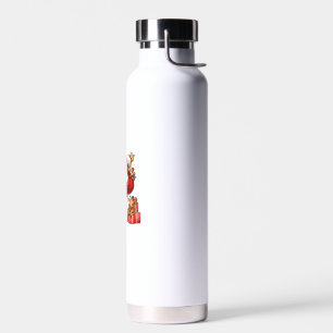 American Santa Claus Holding Giraffe Present Xmas Water Bottle