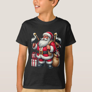 American Santa Claus Holding Pelican Present Xmas T-Shirt
