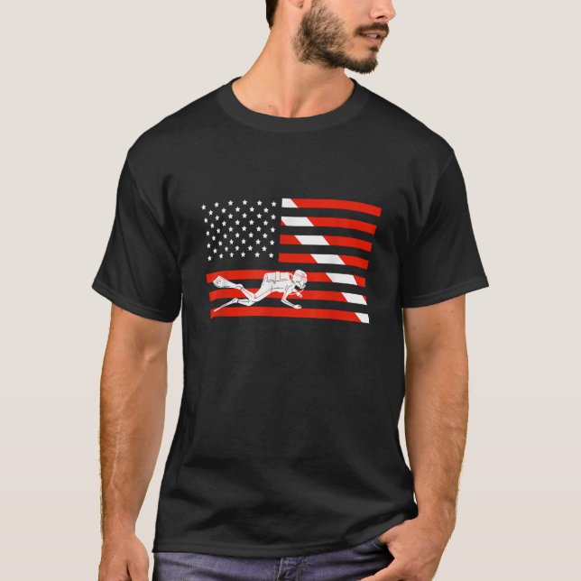 American Scuba Diver Flag Cool Scuba Dive Flag Div T-Shirt (Front)