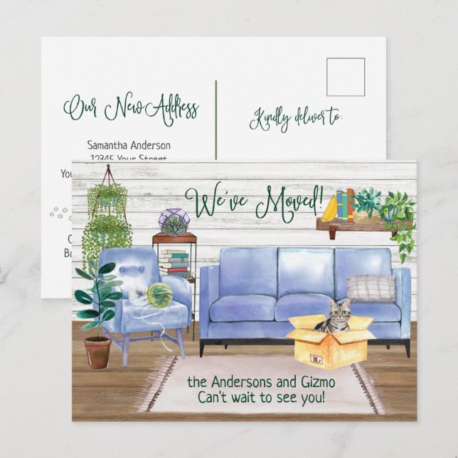 American Short Hair Cat Cosy New Home Moving  Announcement Postcard (Front/Back)