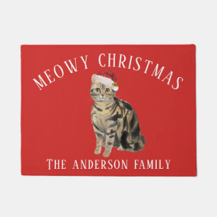 American Shorthair Brown Tabby Cat Meowy Christmas Doormat