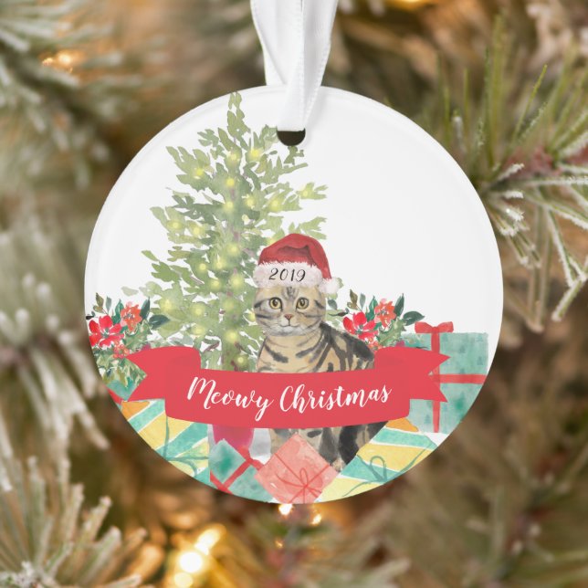 American Shorthair brown Tabby Christmas Ornament (Tree)