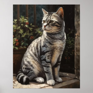 American Shorthair Cat Art Print Poster