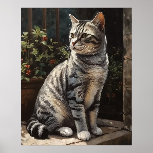 American Shorthair Cat Art Print Poster (Front)