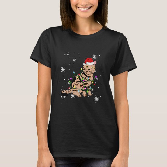 American Shorthair Cat Christmas T-Shirt (Front)