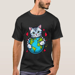 American Shorthair Cat Earth Day Hug Love Owner Pl T-Shirt