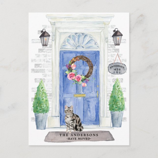 American Shorthair Cat Moving Announcement Postcard (Front)