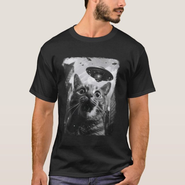 American Shorthair Cat UFO Alien Extraterrestrial  T-Shirt (Front)