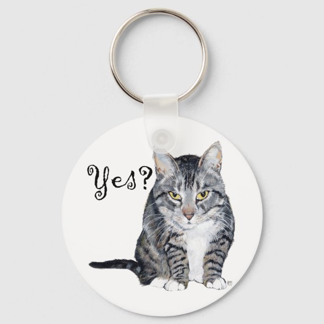 American Shorthair Cat - Yes? Key Ring (Front)