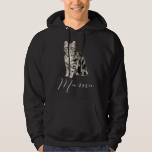 American Shorthair Gray Tabby Cat Mama Cat Mom Pr Hoodie