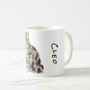 American Shorthair Silver Tabby Cat Coffee Mug