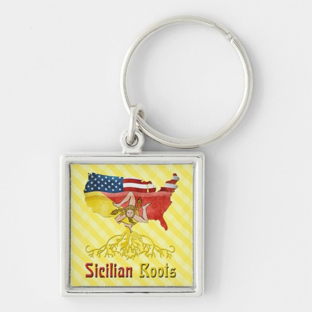 American Sicilian Roots   Key Ring (Front)